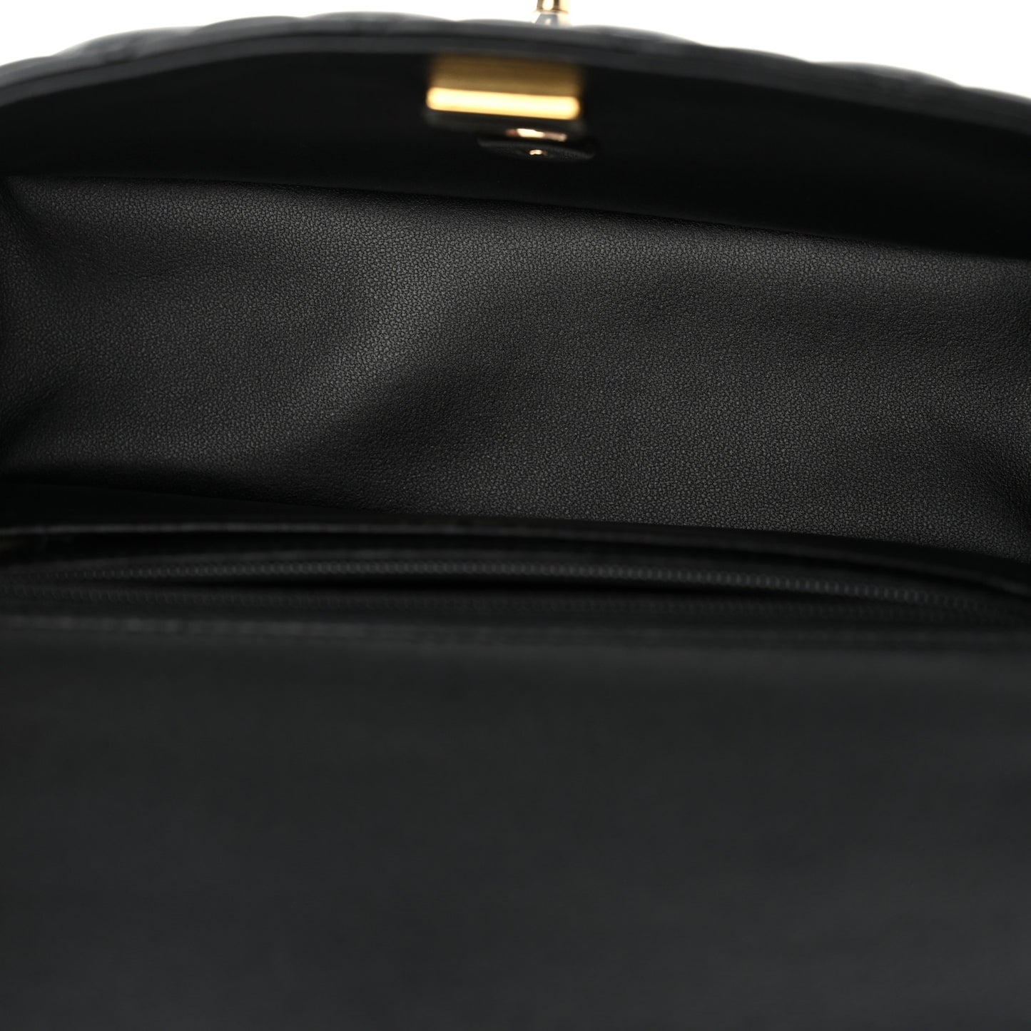 Lambskin Quilted Mini Top Handle Rectangular Flap Black