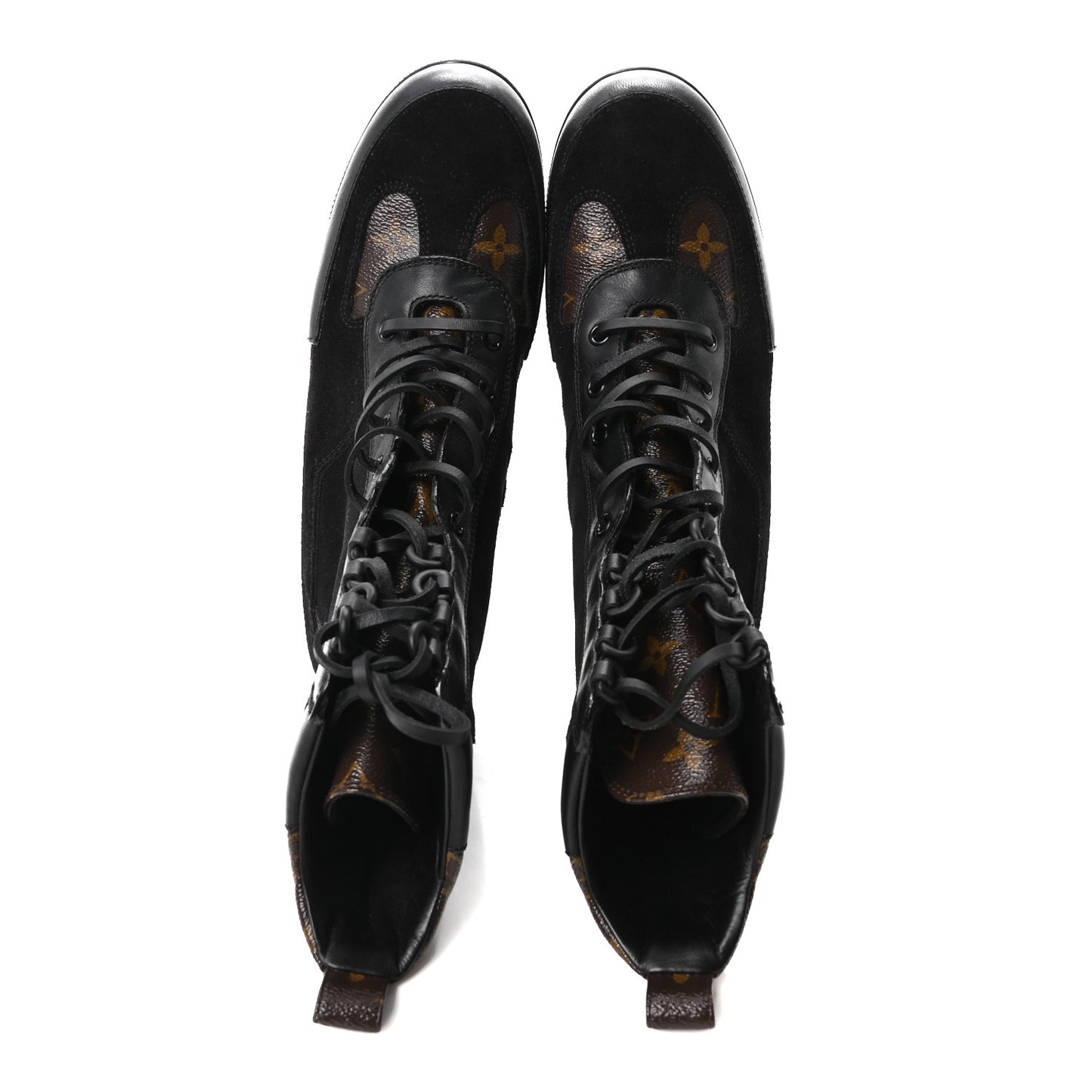 Suede Calfskin Monogram Laureate Platform Desert Boots 40 Black