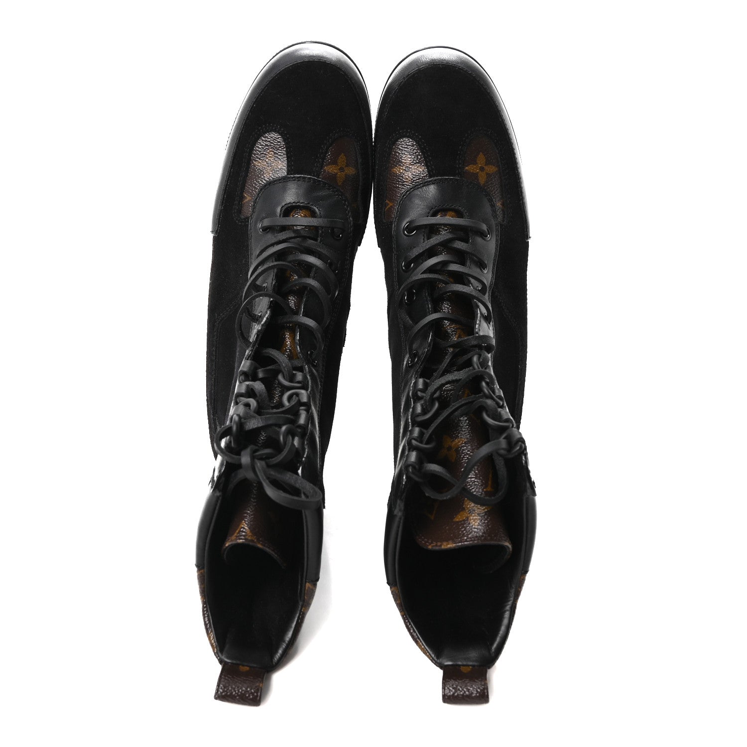 Louis Vuitton Suede Calfskin Monogram Laureate Platform Desert Boots 40 Black 2 of 9
