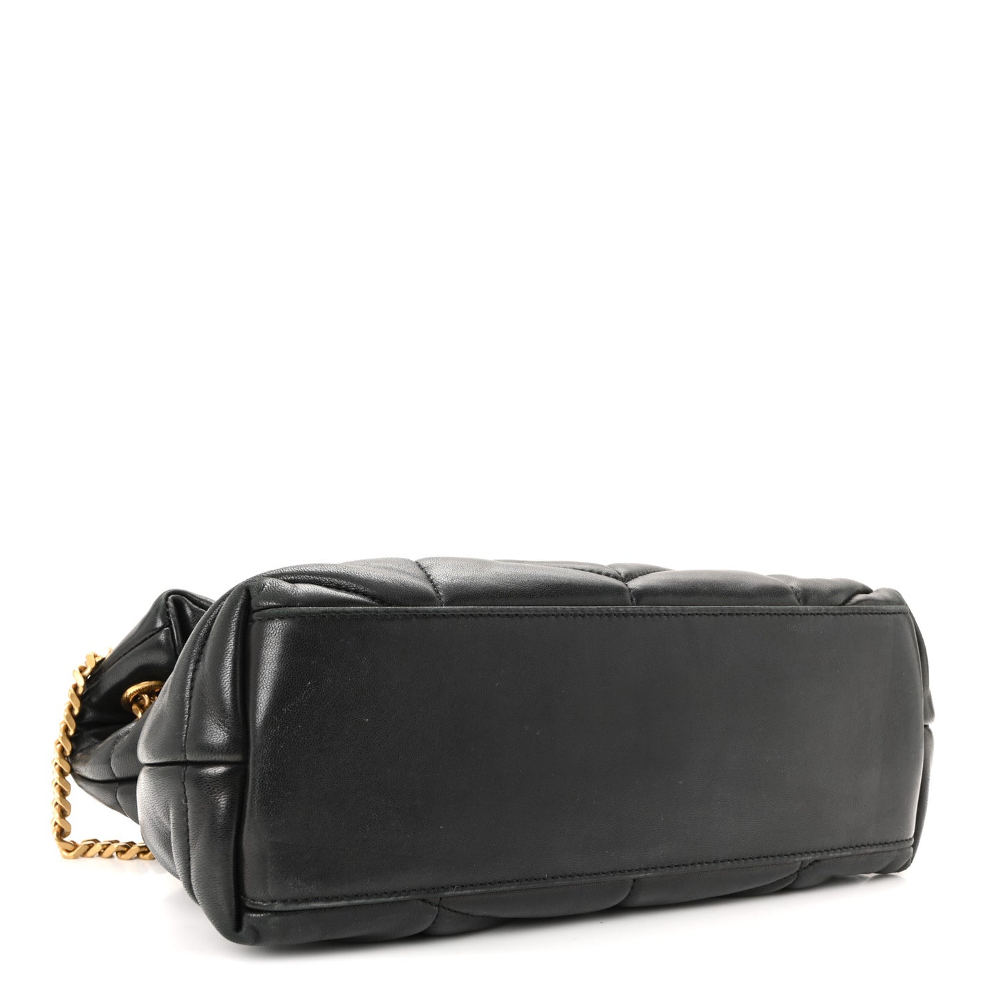 Lambskin Quilted Small Loulou Puffer Monogram Chain Satchel Black