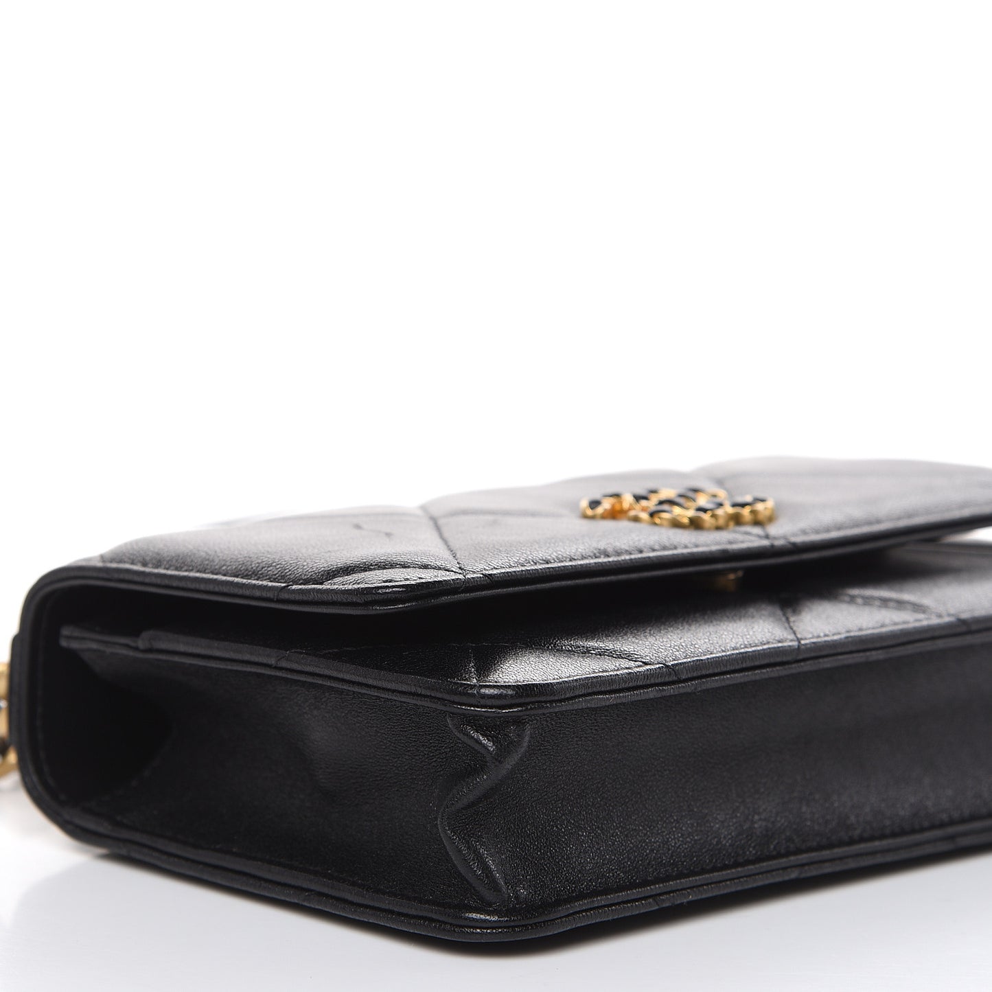 Goatskin Quilted 19 Wallet On Chain WOC Black