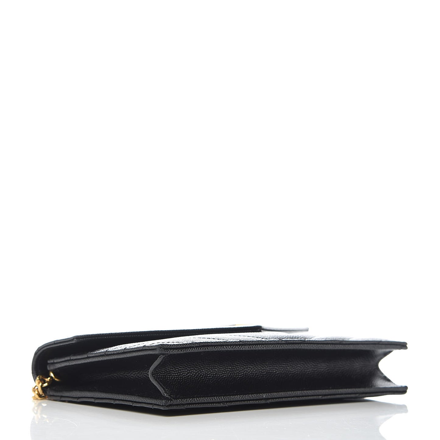 Grain De Poudre Matelasse Chevron Monogram Envelope Chain Wallet Black