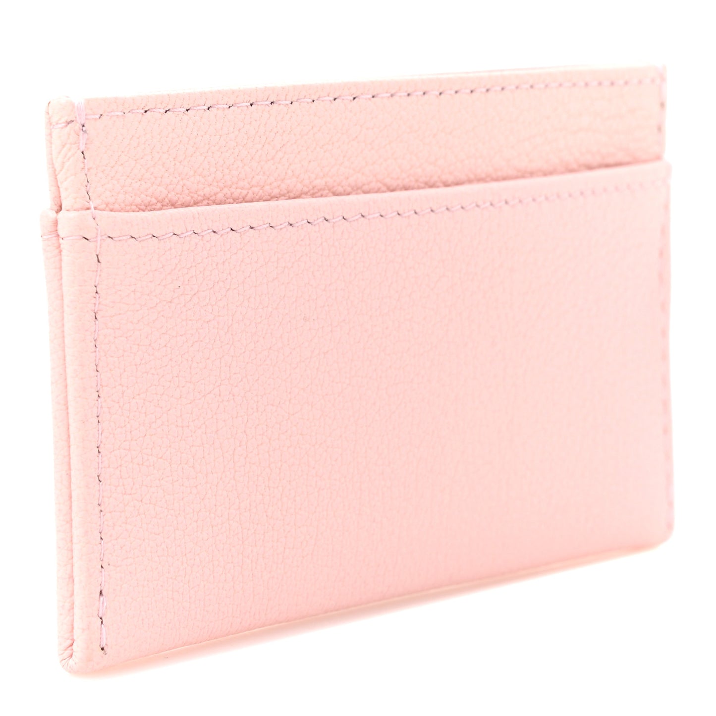 Grained Goatskin CC Apple Card Holder Light Pink Dark Burgundy