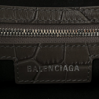 Balenciaga Extra Supple Calfskin Crocodile Embossed Medium Le Cagole Shoulder Bag Medium Grey 7 of 11