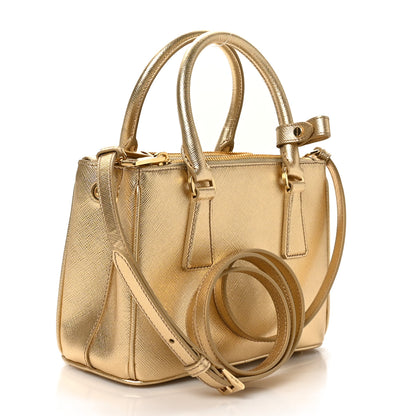Prada Saffiano Lux Mini Galleria Double Zip Tote Platino 3 of 9
