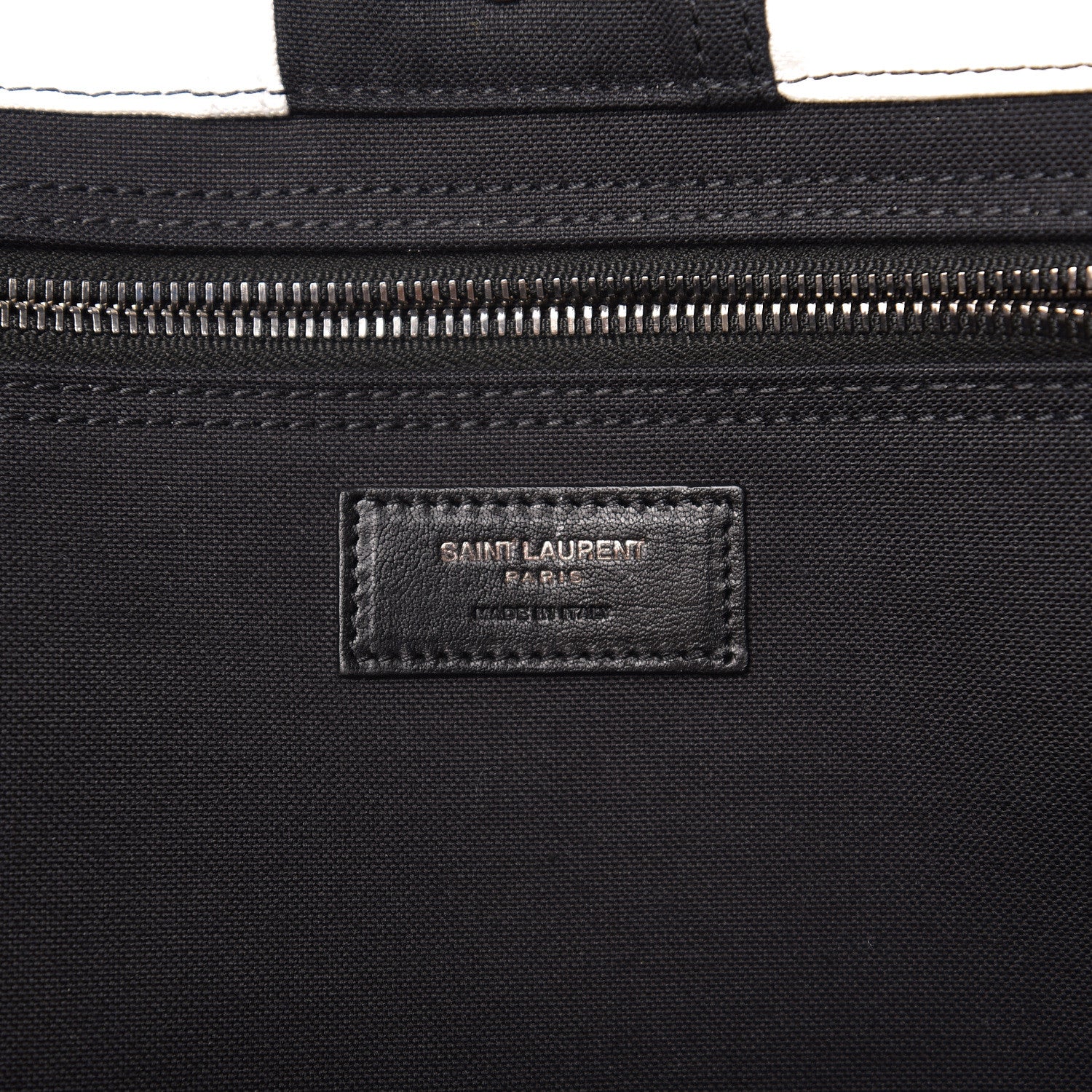 Saint Laurent Canvas Noe Striped Tote Black White 5 of 8