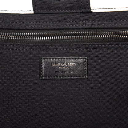Saint Laurent Canvas Noe Striped Tote Black White 5 of 8