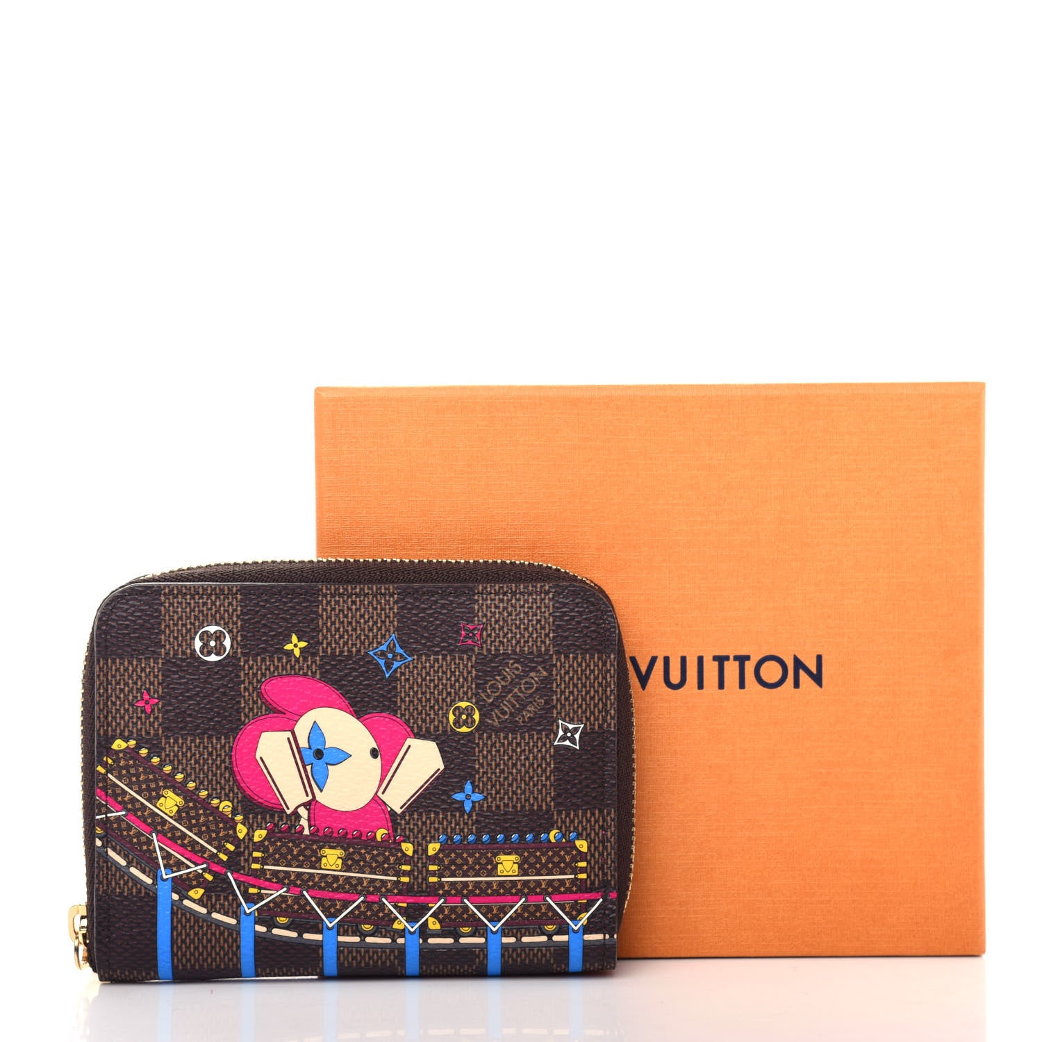 Louis Vuitton Damier Ebene 2020 Christmas Animation Roller Coaster Zippy Coin Purse Pivoine 8 of 8