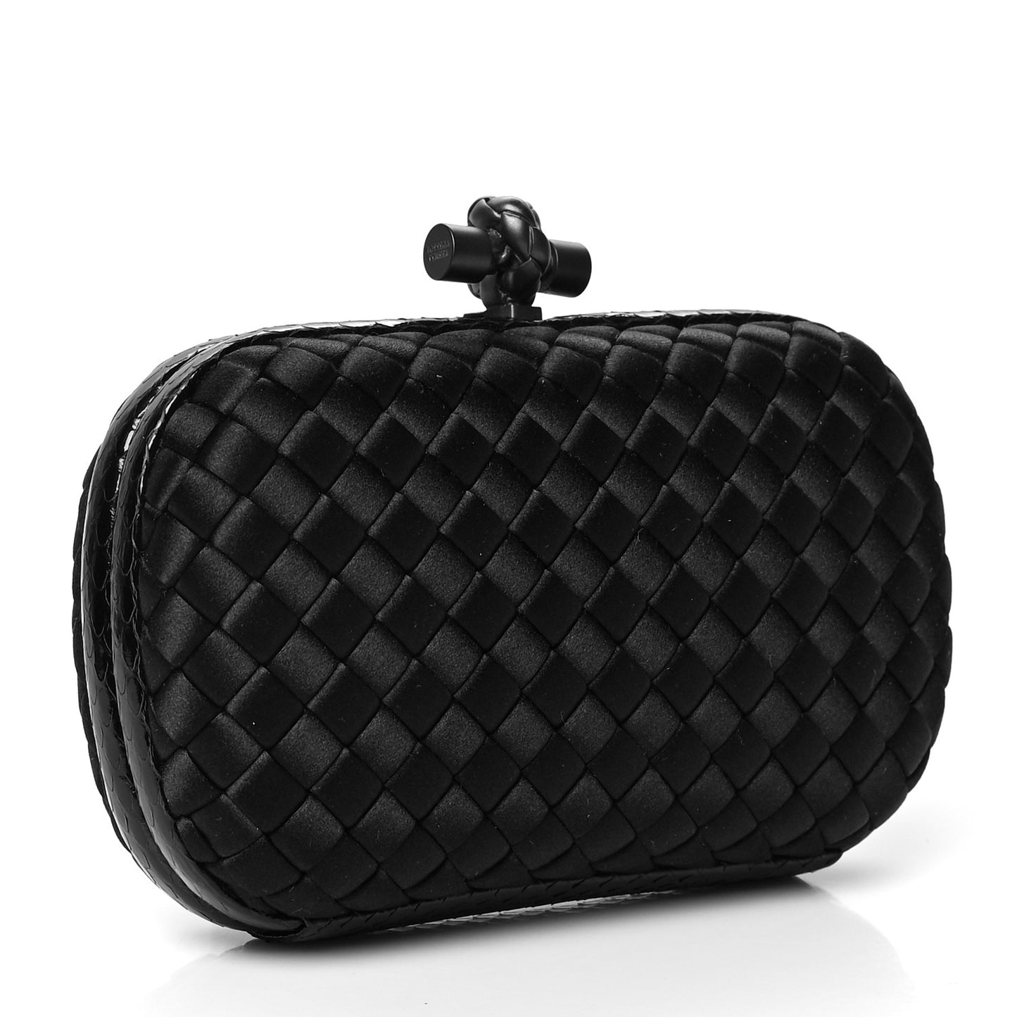 Satin Ayers Intrecciato Chain Knot Clutch Black