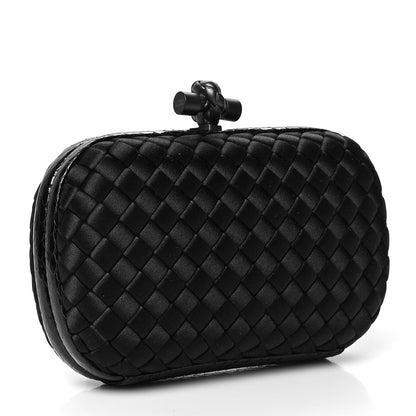 Bottega Veneta Satin Ayers Intrecciato Chain Knot Clutch Black 4 of 10