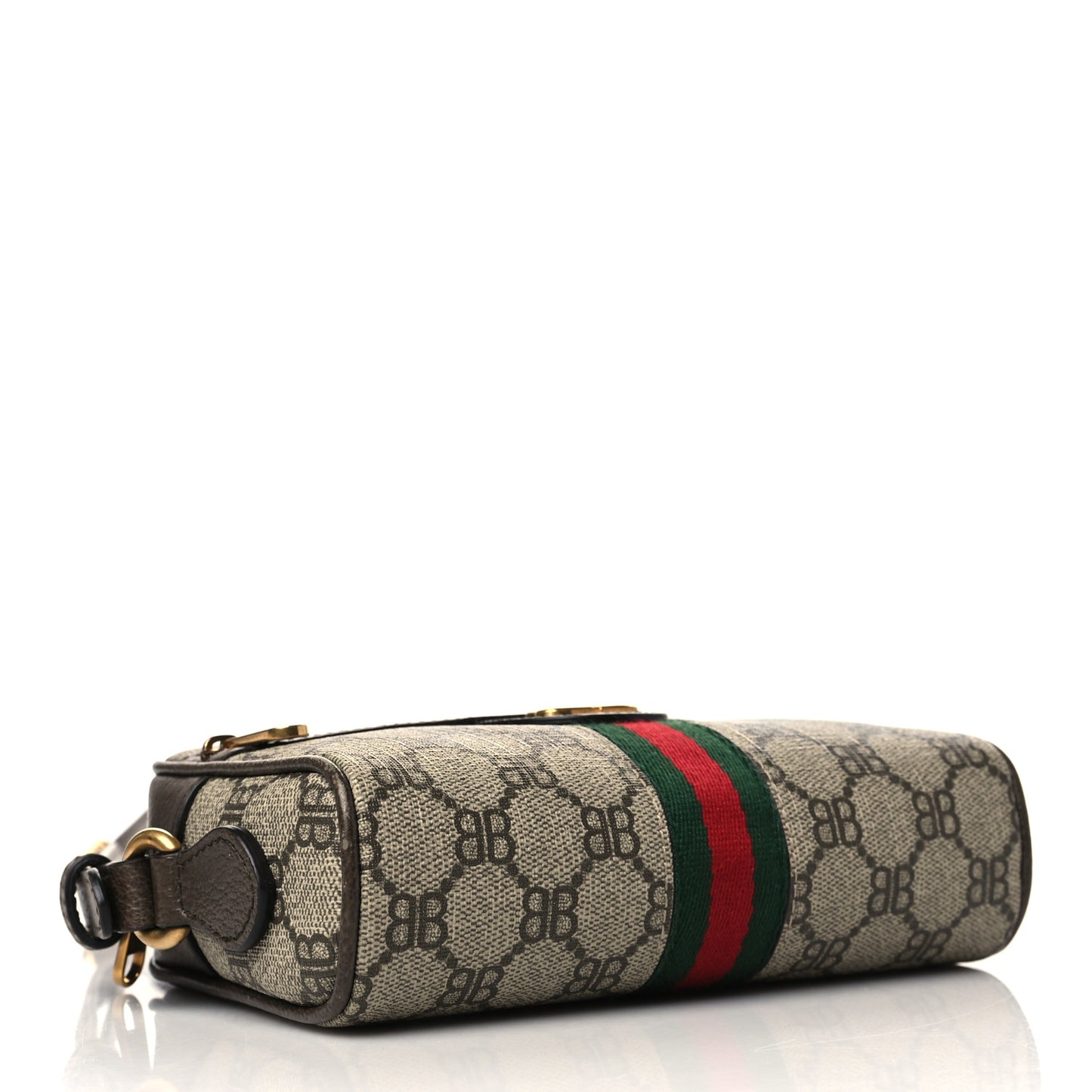X BALENCIAGA BB Supreme Monogram Web Mini Ophidia Shoulder Bag Beige New Acero