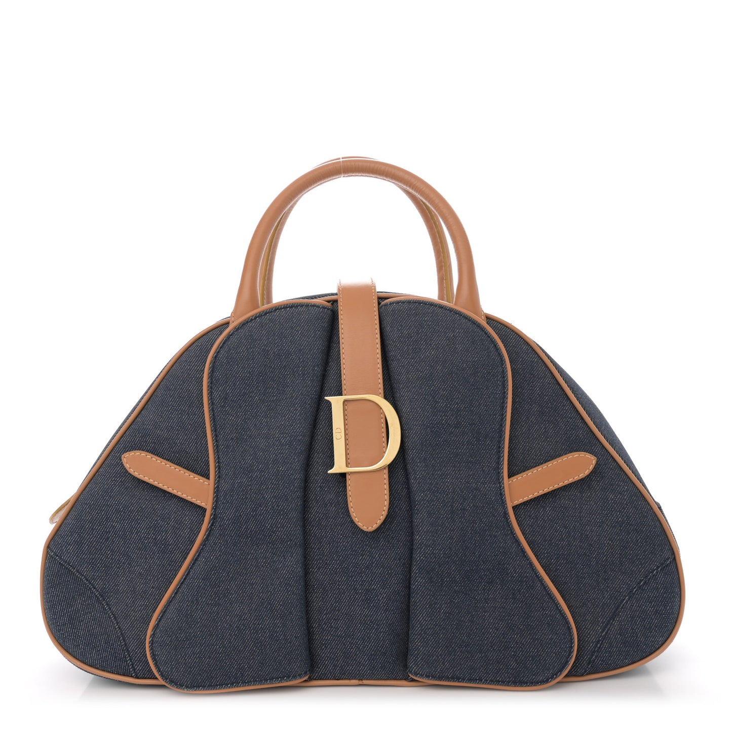 Denim Calfskin Saddle Bowler Blue