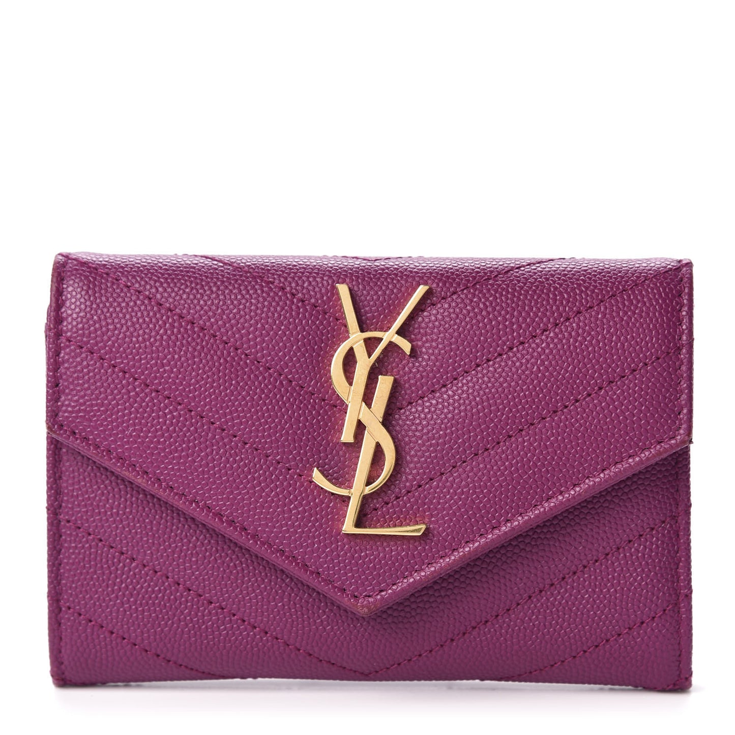 Grain De Poudre Matelasse Chevron Small Monogram Envelope Wallet Dark Grape