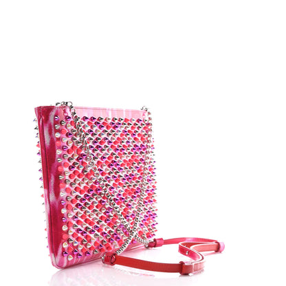 Christian Louboutin Patent Glittart Studded Loubiposh Chain Clutch Shocking Pink 3 of 12