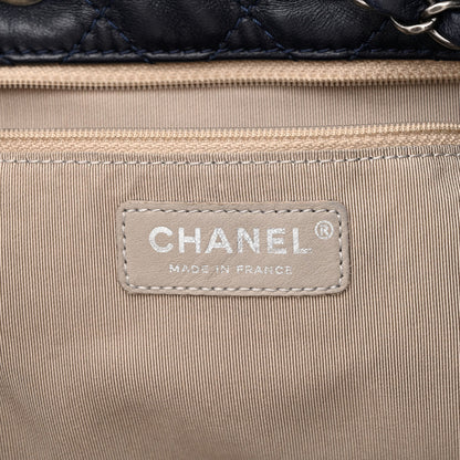 Chanel Goatskin Suede Calfskin Quilted Patchwork Drawstring Bag Blue 6 of 11
