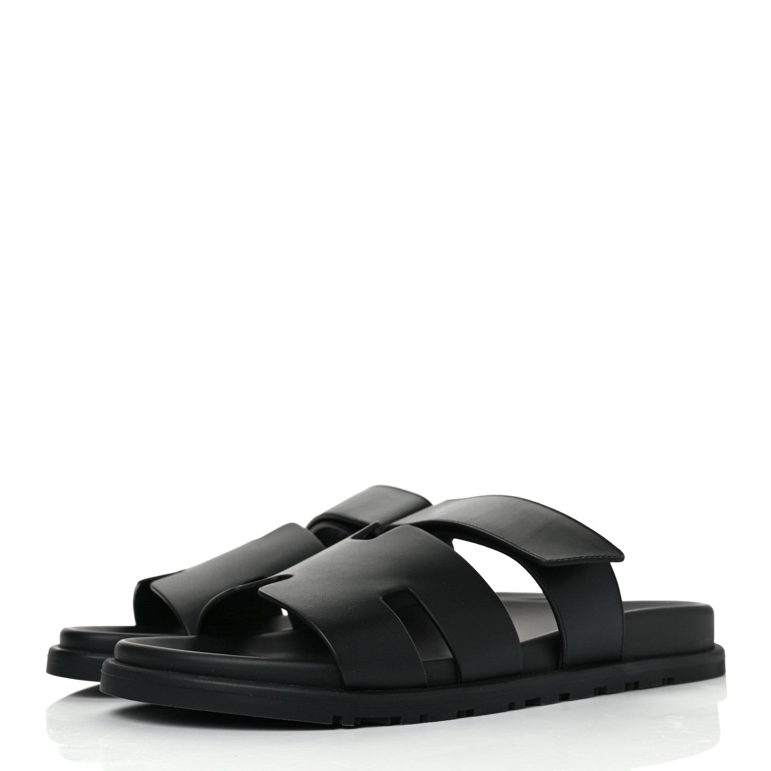 Hermes Calfskin Mens Chypre Sandals 42 Black 3 of 8