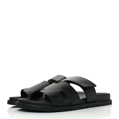 Hermes Calfskin Mens Chypre Sandals 42 Black 3 of 8