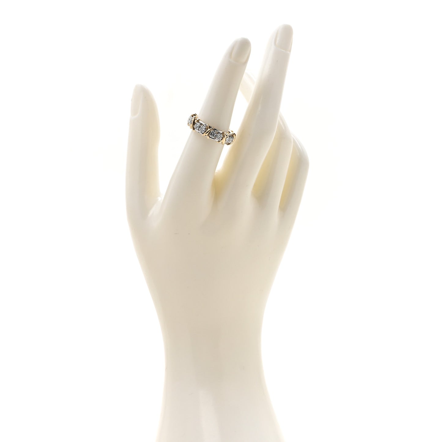 Platinum 18K Yellow Gold Diamond Schlumberger Sixteen Stone Ring 54 7