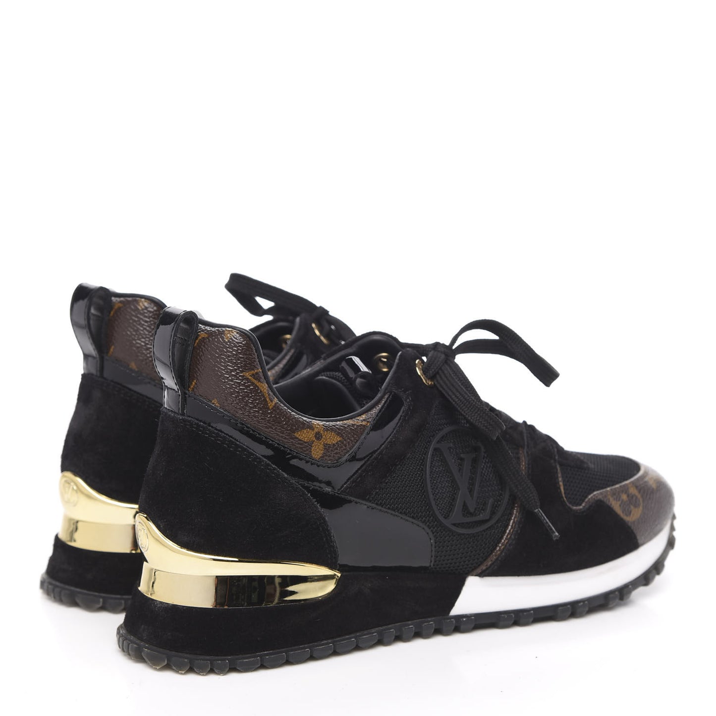 Suede Monogram Run Away Sneakers 36 Black