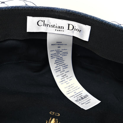Christian Dior Denim Arty Cap with Veil 58 Blue 7 of 7