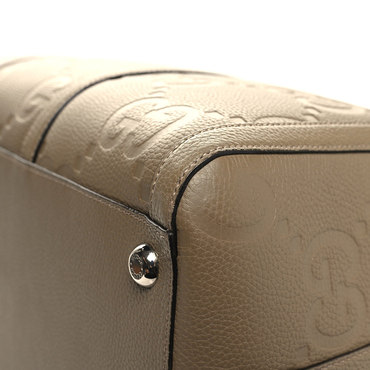 Piuma Calfskin Jumbo GG Embossed Large Duffle Bag Good Taupe