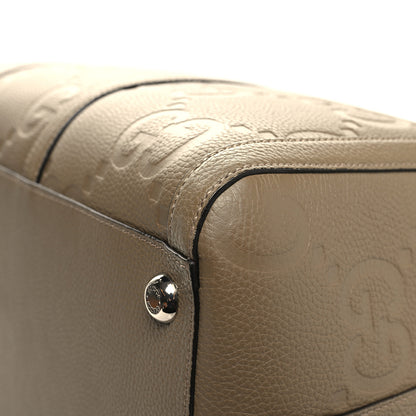 Gucci Piuma Calfskin Jumbo GG Embossed Large Duffle Bag Good Taupe 10 of 12
