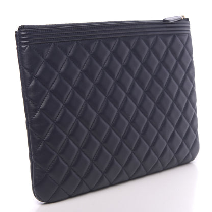 Chanel Lambskin Quilted Medium Boy Cosmetic Case Navy 3 of 9