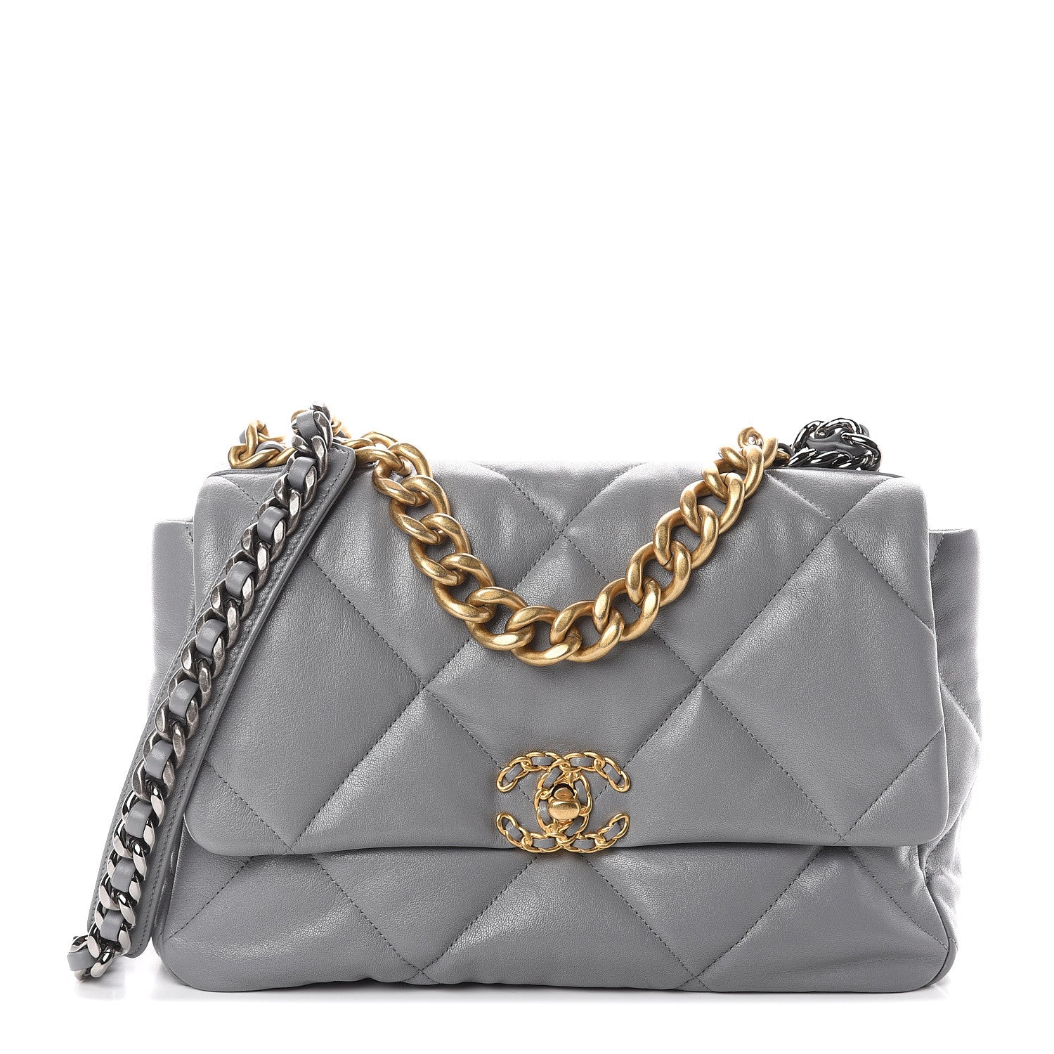 Chanel Goatskin Quilted Large 19 Flap Grey 1 of 9