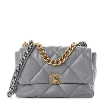 Chanel Goatskin Quilted Large 19 Flap Grey 1 of 9