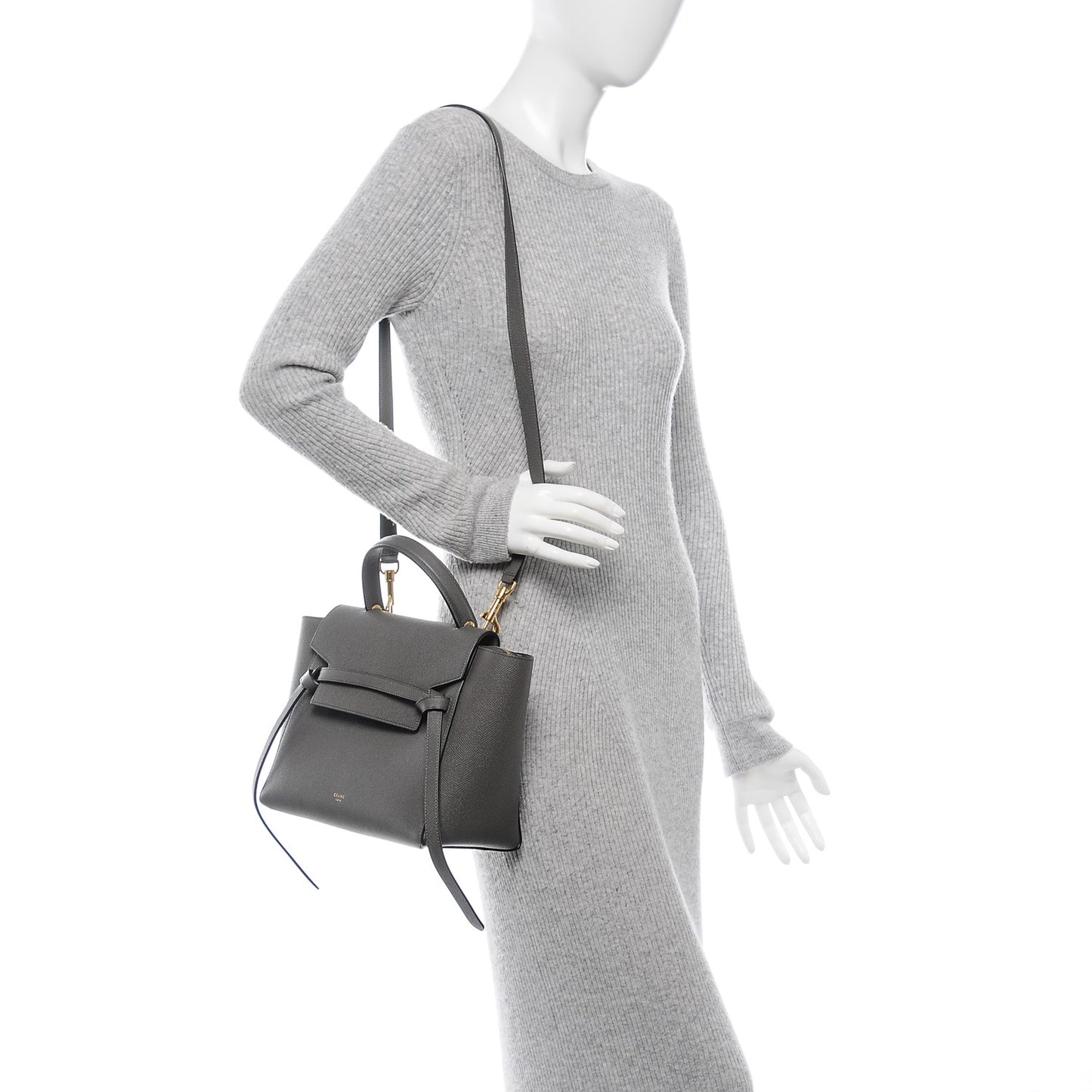 Baby Grained Calfskin Micro Belt Bag Grey