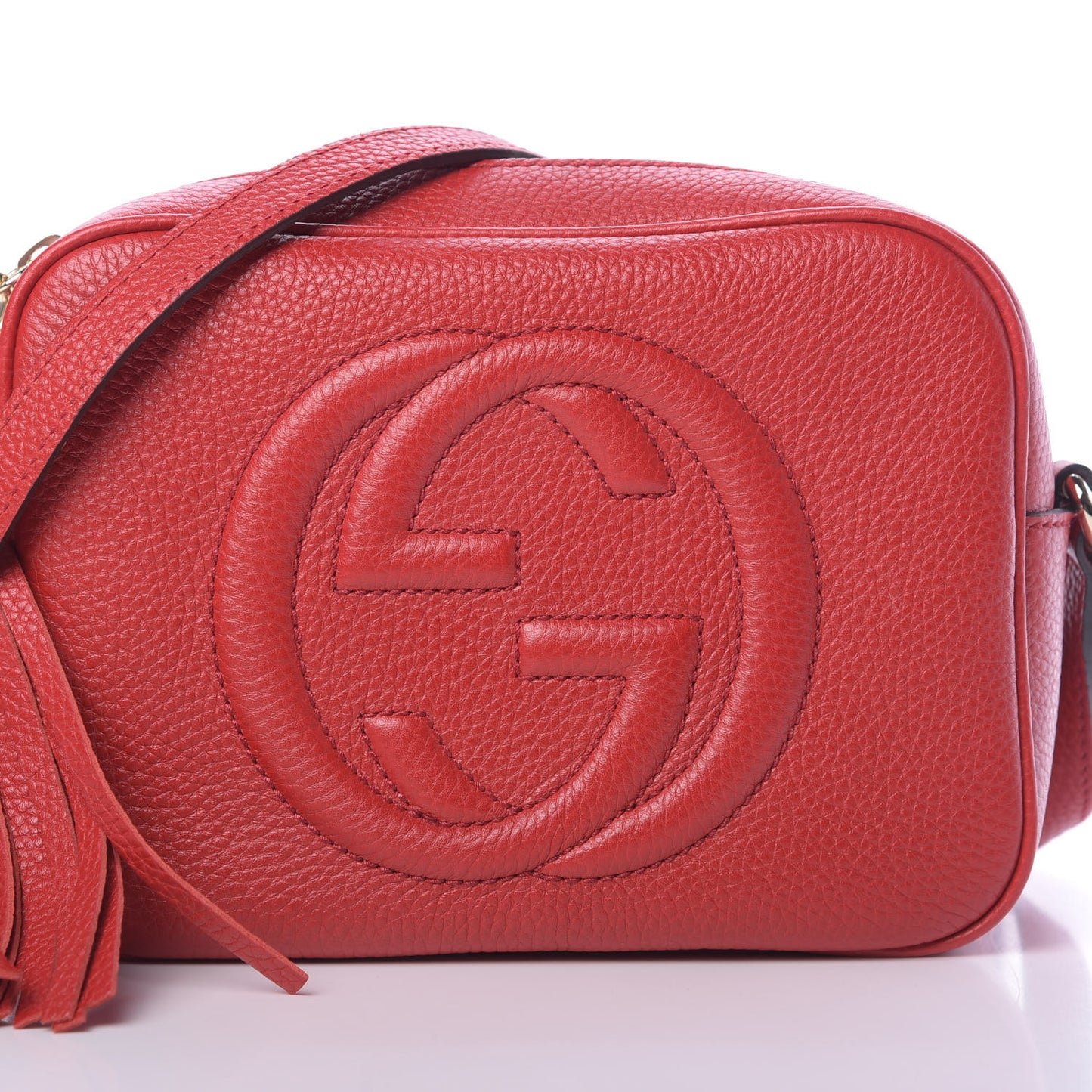 Pebbled Calfskin Small Soho Disco Bag Vibrant Red