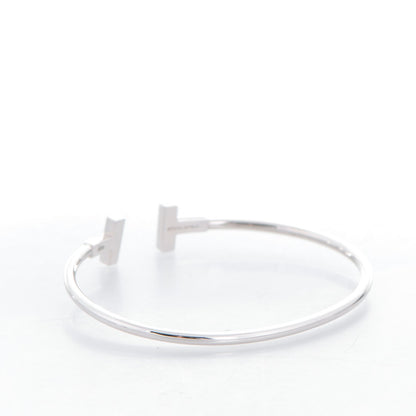 Tiffany 18K White Gold Diamond T Wire Bracelet 3 of 6