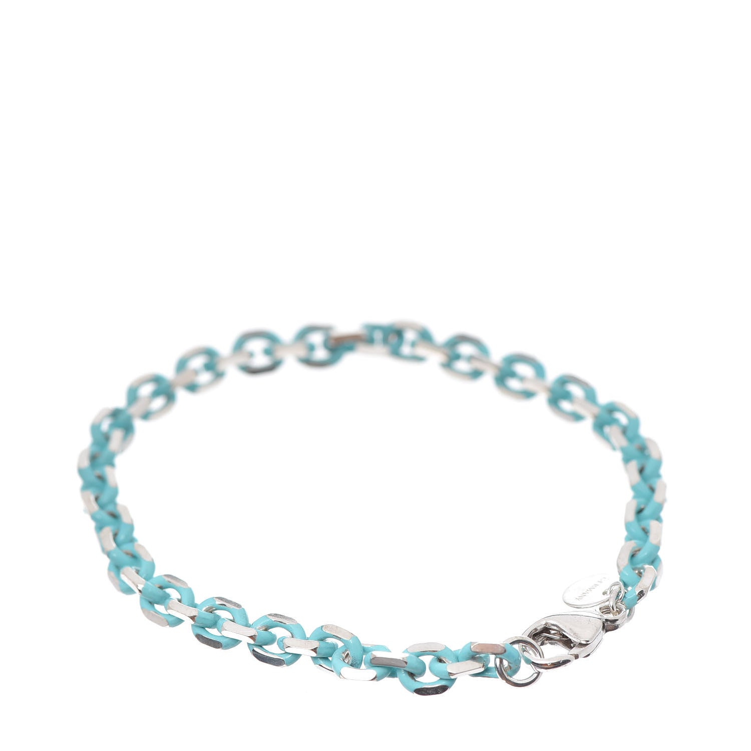 Tiffany Sterling Silver Enamel Link Bracelet Blue 3 of 4