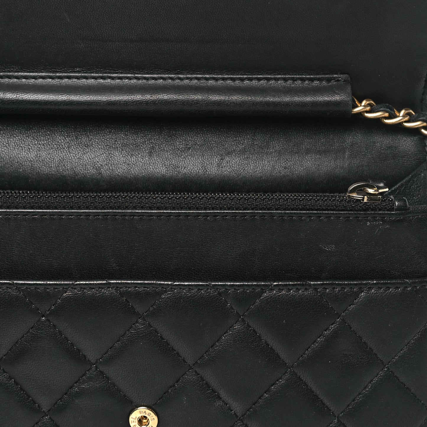 Lambskin Quilted Boy Wallet On Chain WOC Black
