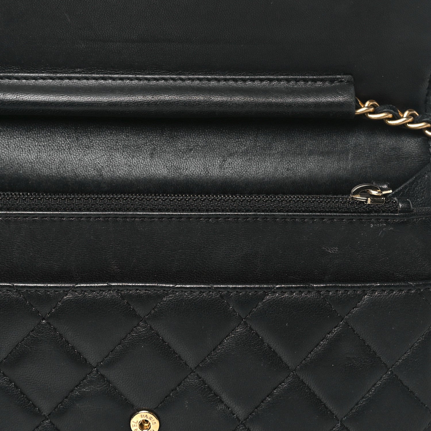 Chanel Lambskin Quilted Boy Wallet On Chain WOC Black 9 of 16
