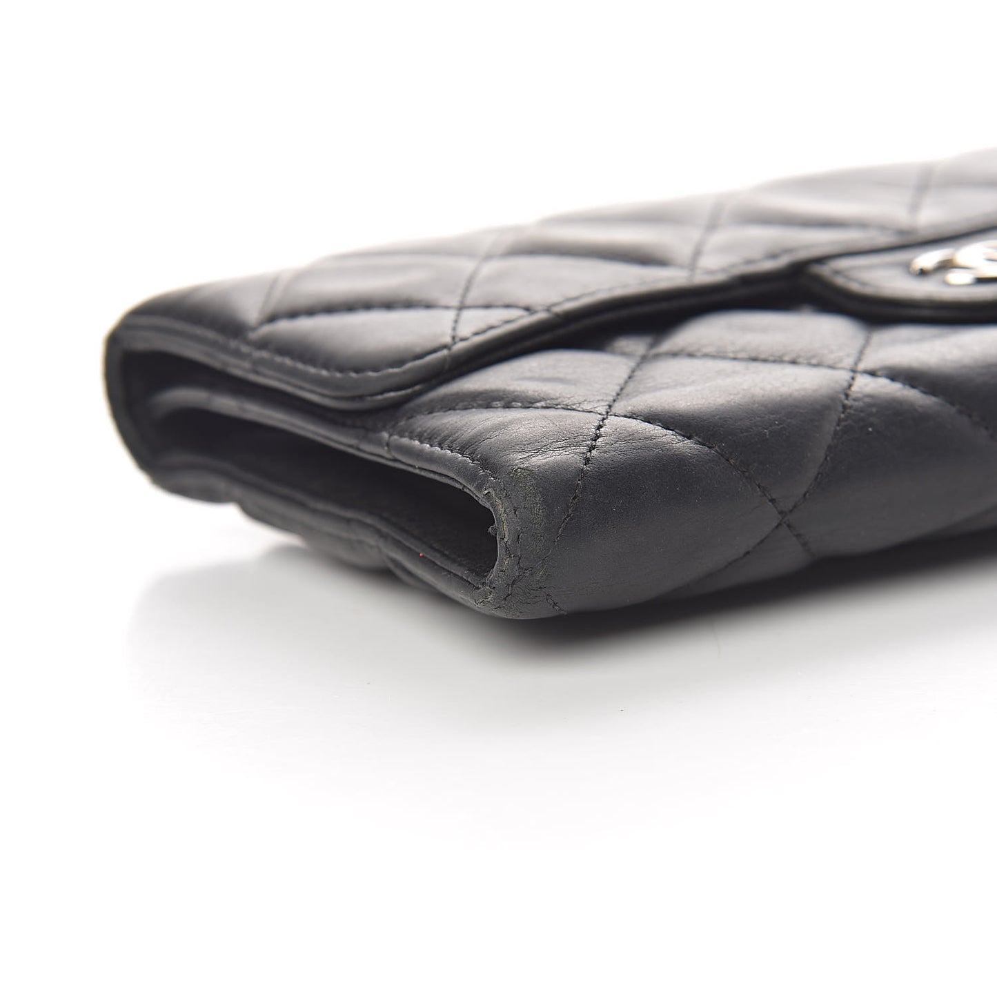 Caviar Quilted Large Gusset Flap Wallet Black