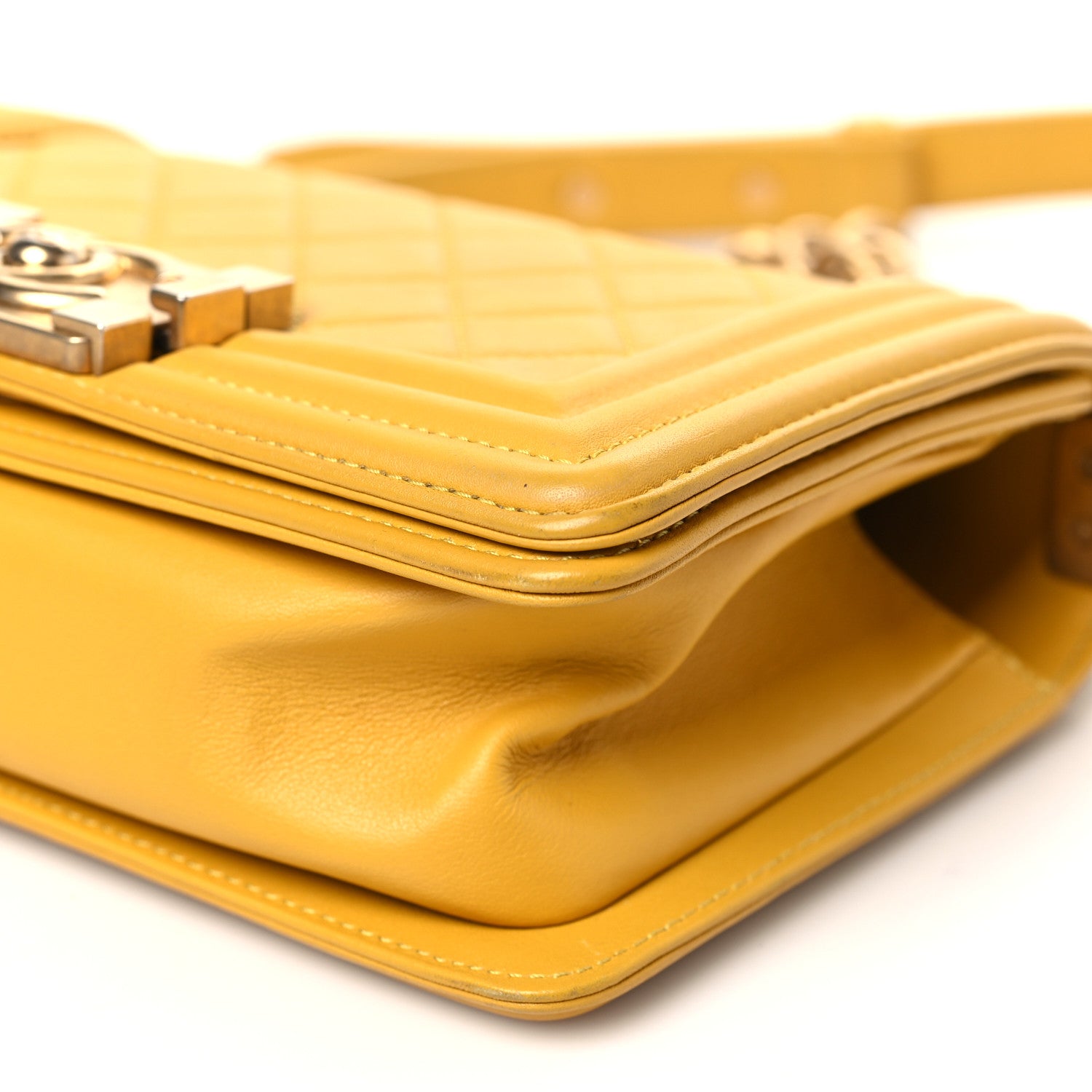 Chanel Lambskin Quilted Small Boy Flap Yellow 10 of 10