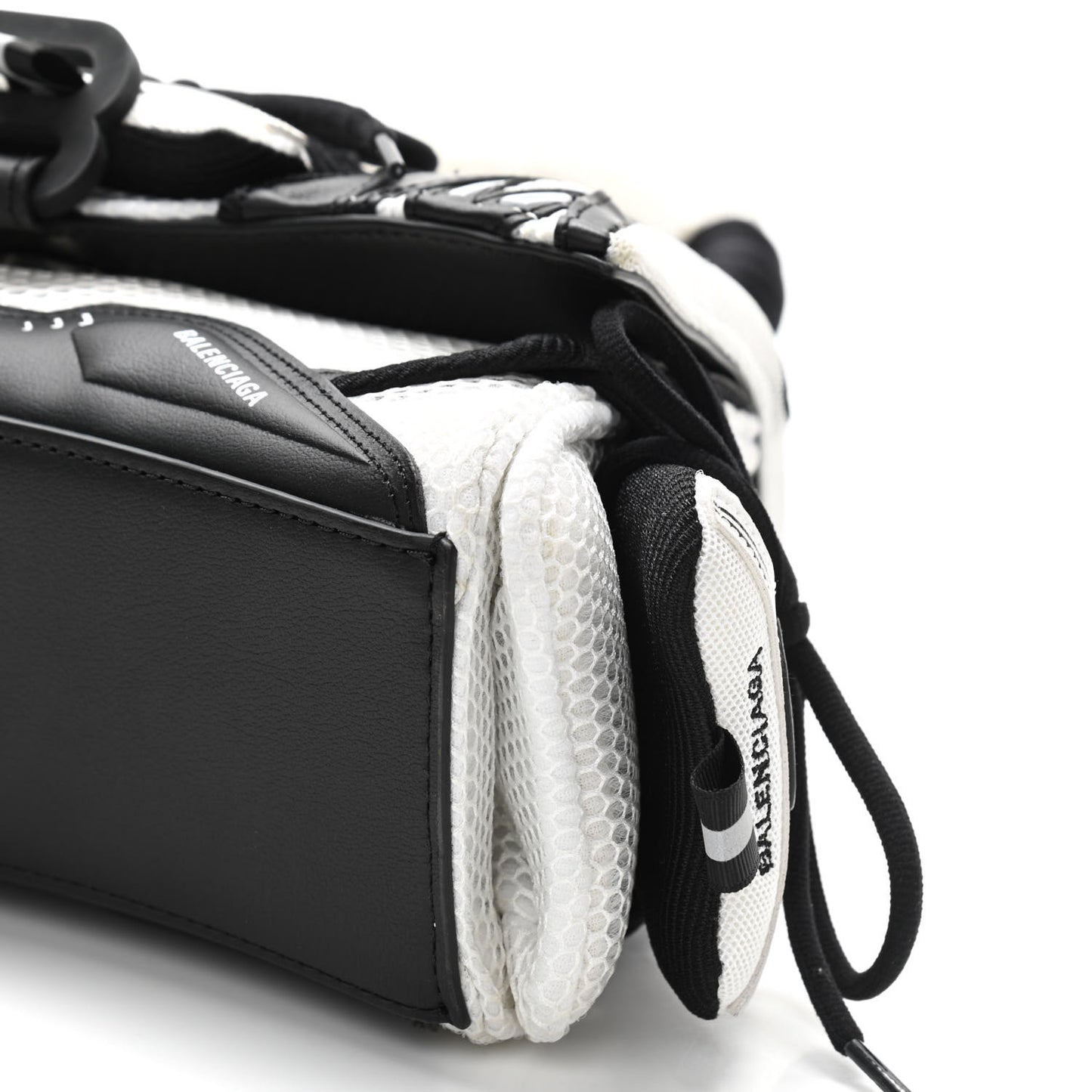 Faux Calfskin Fabric Small Sneakerhead Top Handle Bag Black White