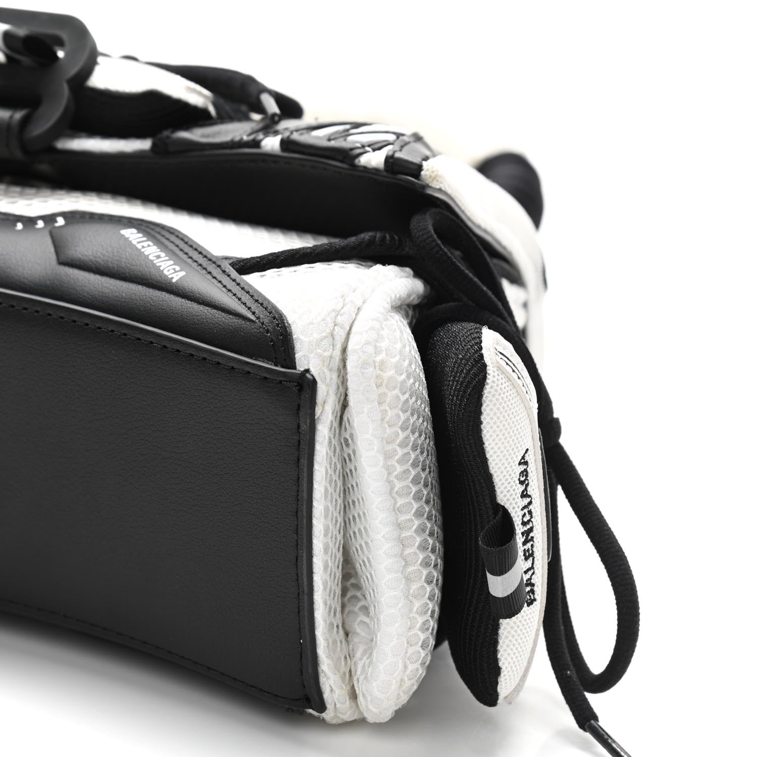 Balenciaga Faux Calfskin Fabric Small Sneakerhead Top Handle Bag Black White 10 of 10