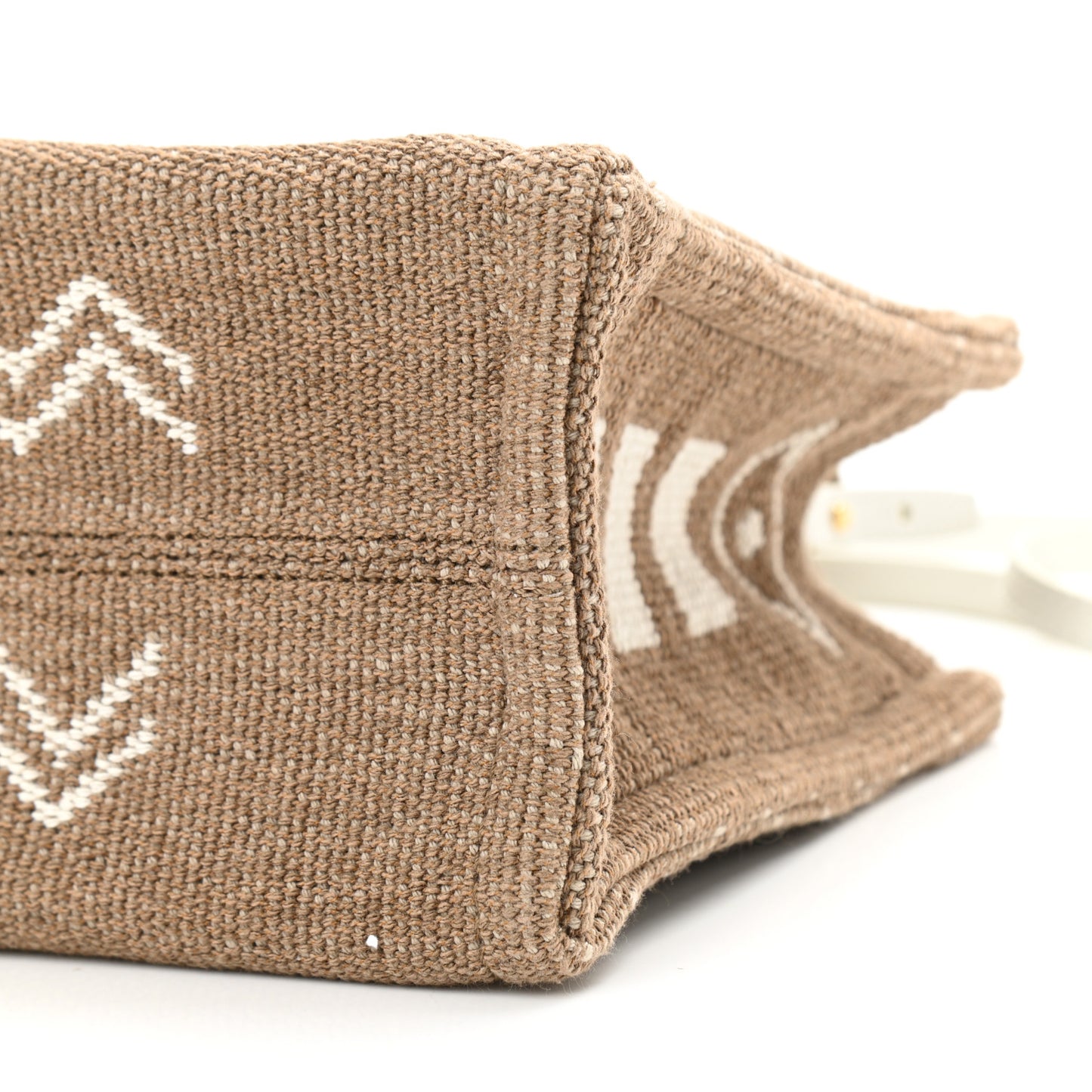 Canvas Calfskin Small Cabas Thais Natural White