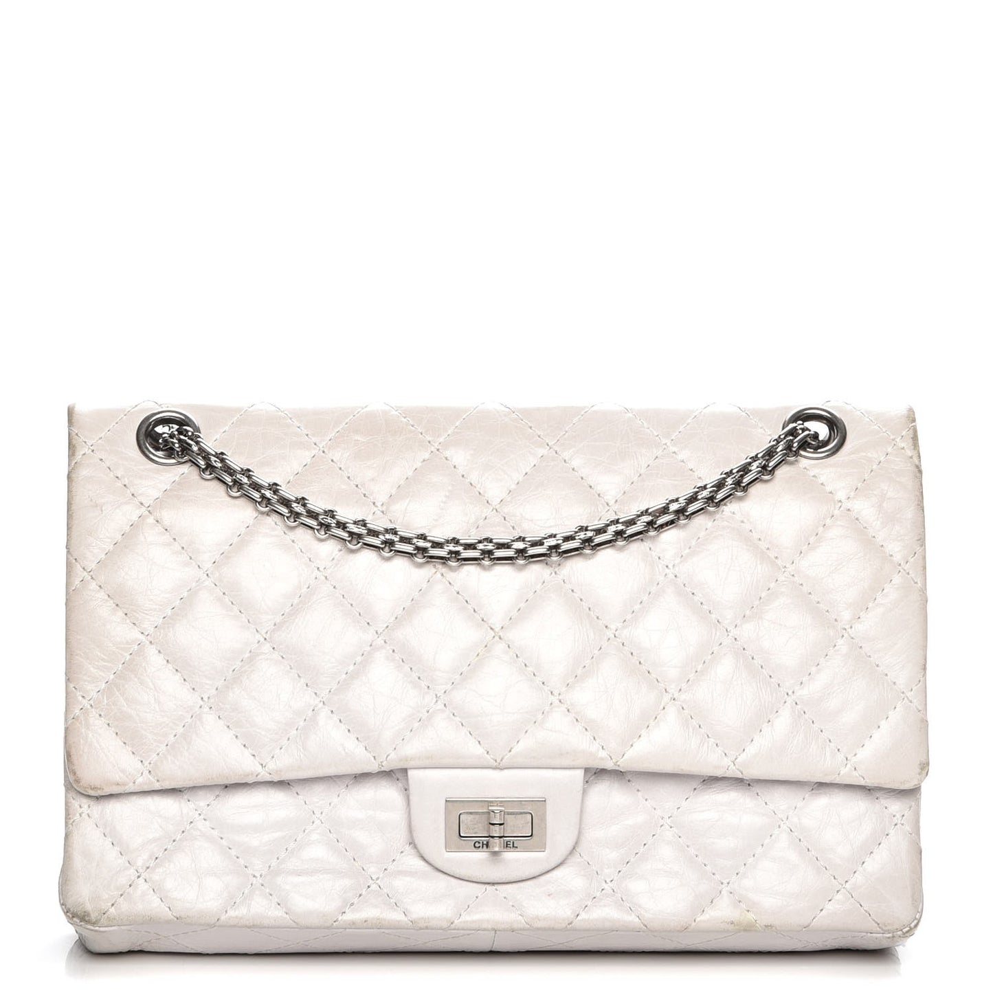 Aged Calfskin Quilted 50th Anniversary 2.55 Reissue Flap 226 White