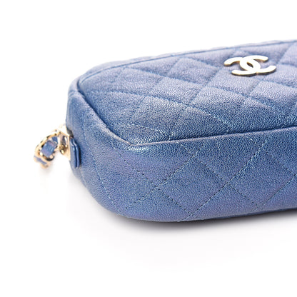 Chanel Iridescent Caviar Quilted Camera Case Blue 7 of 10
