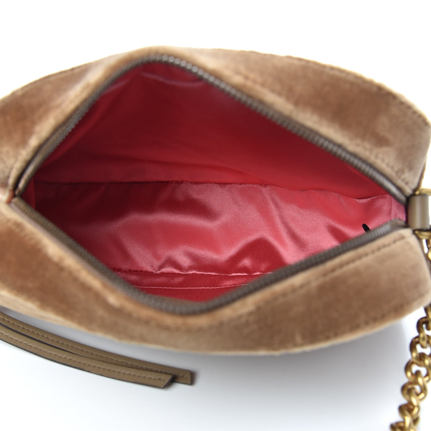 Velvet Matelasse Small GG Marmont Chain Shoulder Bag Taupe