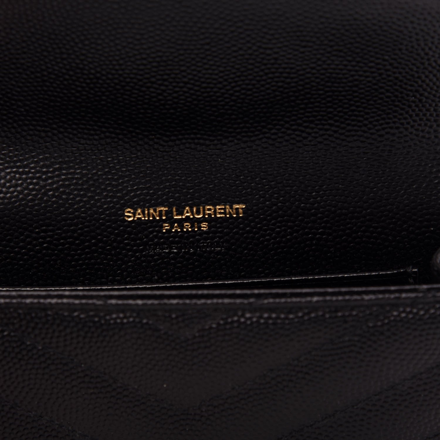 Saint Laurent Grain De Poudre Matelasse Chevron Small Monogram Envelope Wallet Black 6 of 7