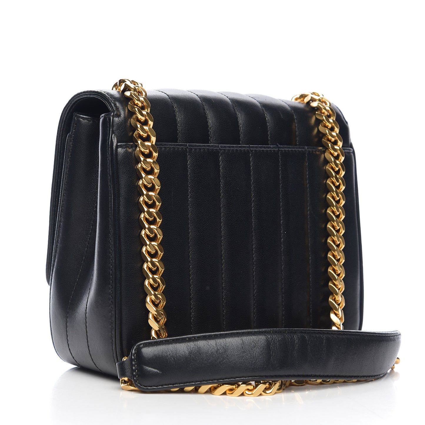 Lambskin Matelasse Monogram Medium Vicky Chain Bag Black