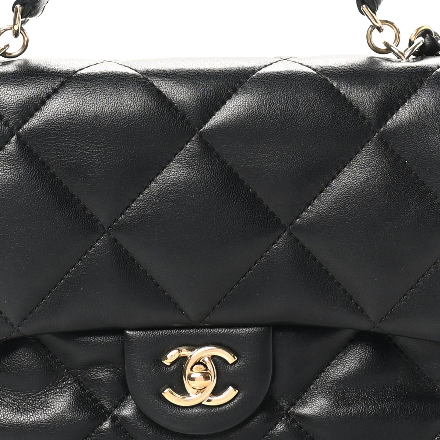 Lambskin Quilted Easy Carry Flap Black