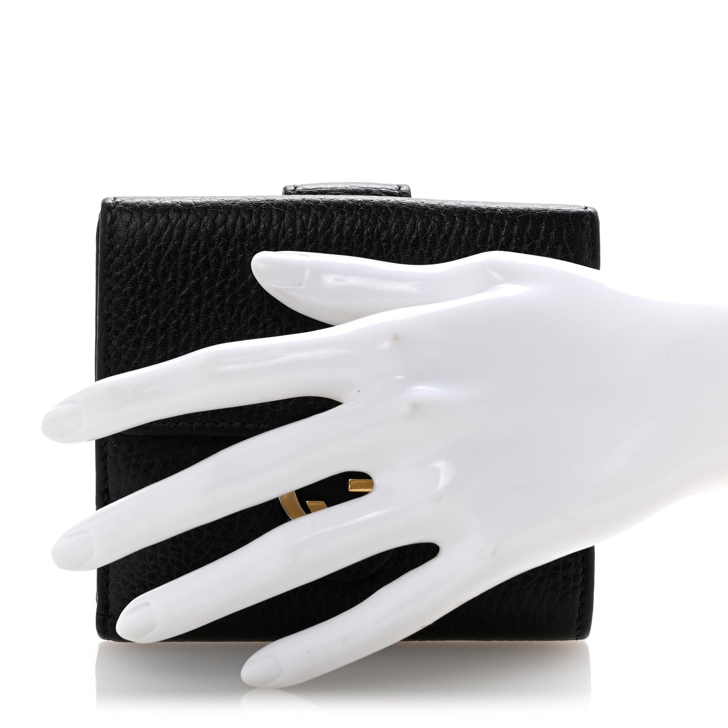 Dollar Calfskin Interlocking G French Wallet Black
