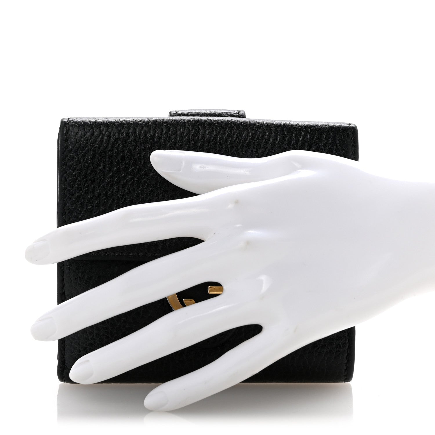 Gucci Dollar Calfskin Interlocking G French Wallet Black 2 of 12