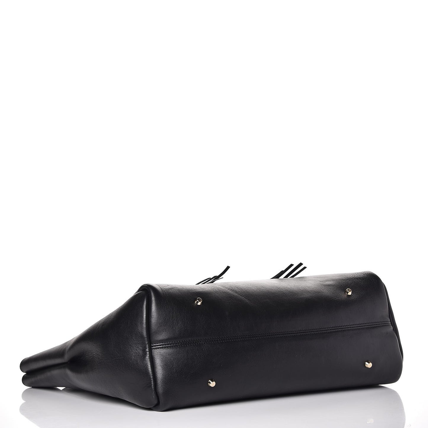 Smooth Calfskin Medium Fringe Shopper Tote Black