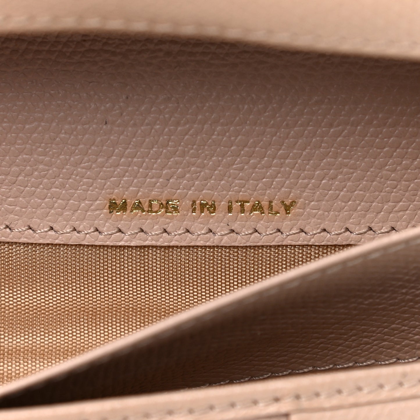 Grained Calfskin CC Button Yen Wallet Beige